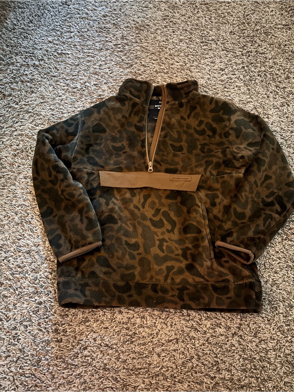 Southern Marsh Camo Fleece Quarter-Zip Pullover - Olive Brown